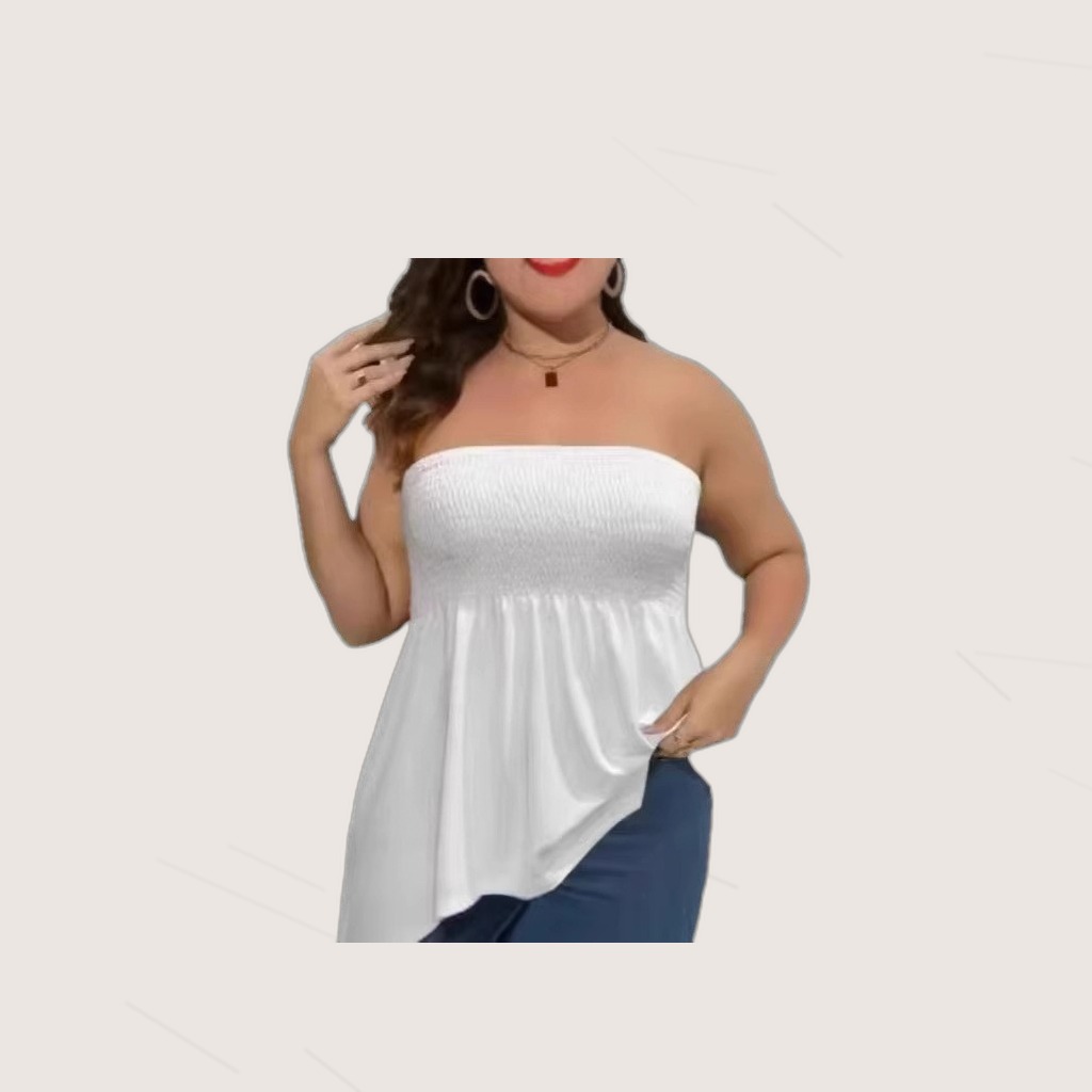 Off-shoulder Ruffled Strapless Short Top