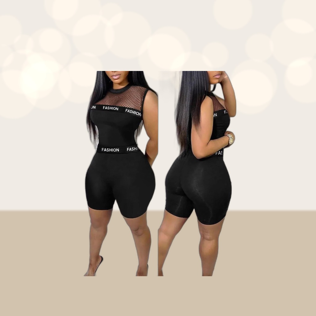 Mesh-Cutout Tank Jumpsuit