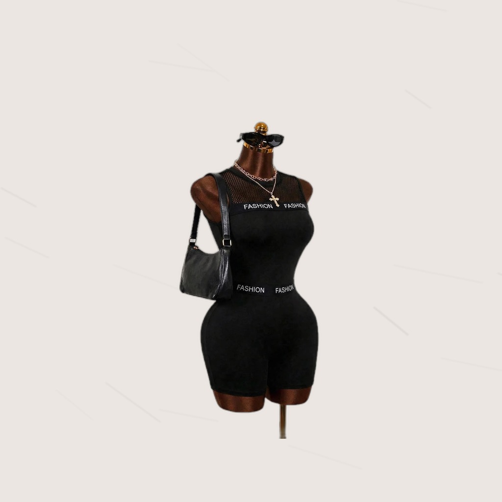 Mesh-Cutout Tank Jumpsuit