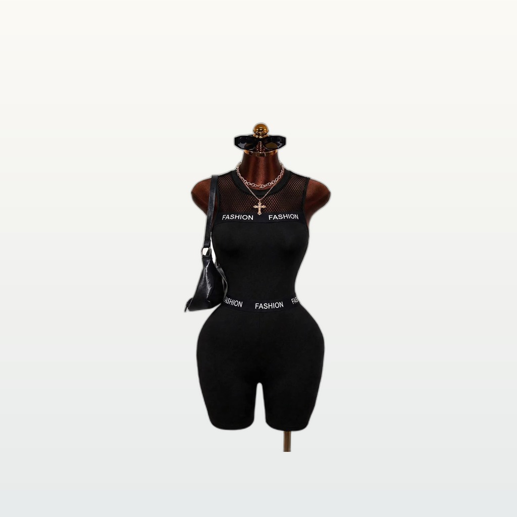 Mesh-Cutout Tank Jumpsuit