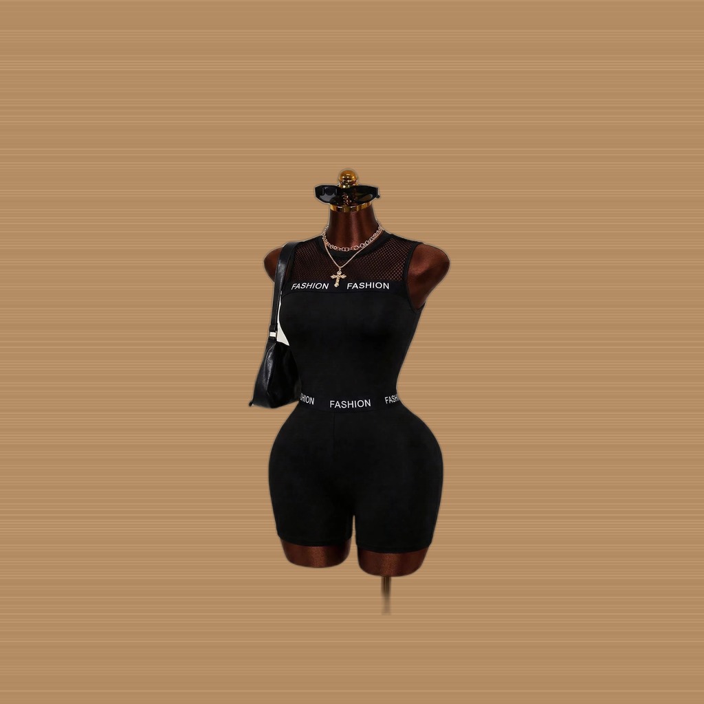 Mesh-Cutout Tank Jumpsuit