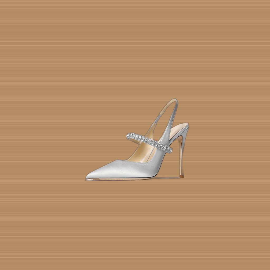 Rhinestone Leather Stiletto Heels