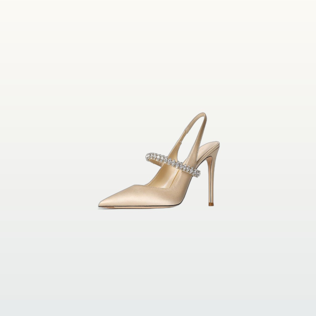 Rhinestone Leather Stiletto Heels