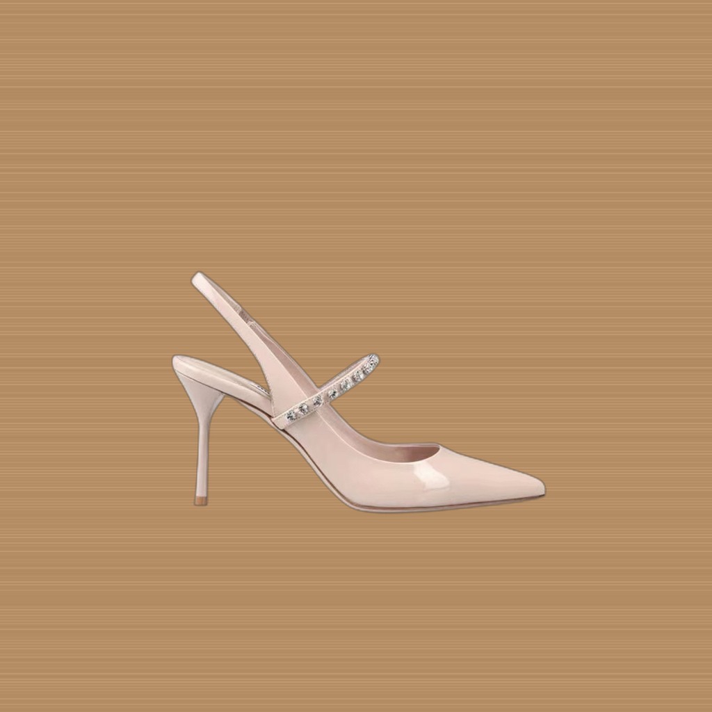 Rhinestone Leather Stiletto Heels