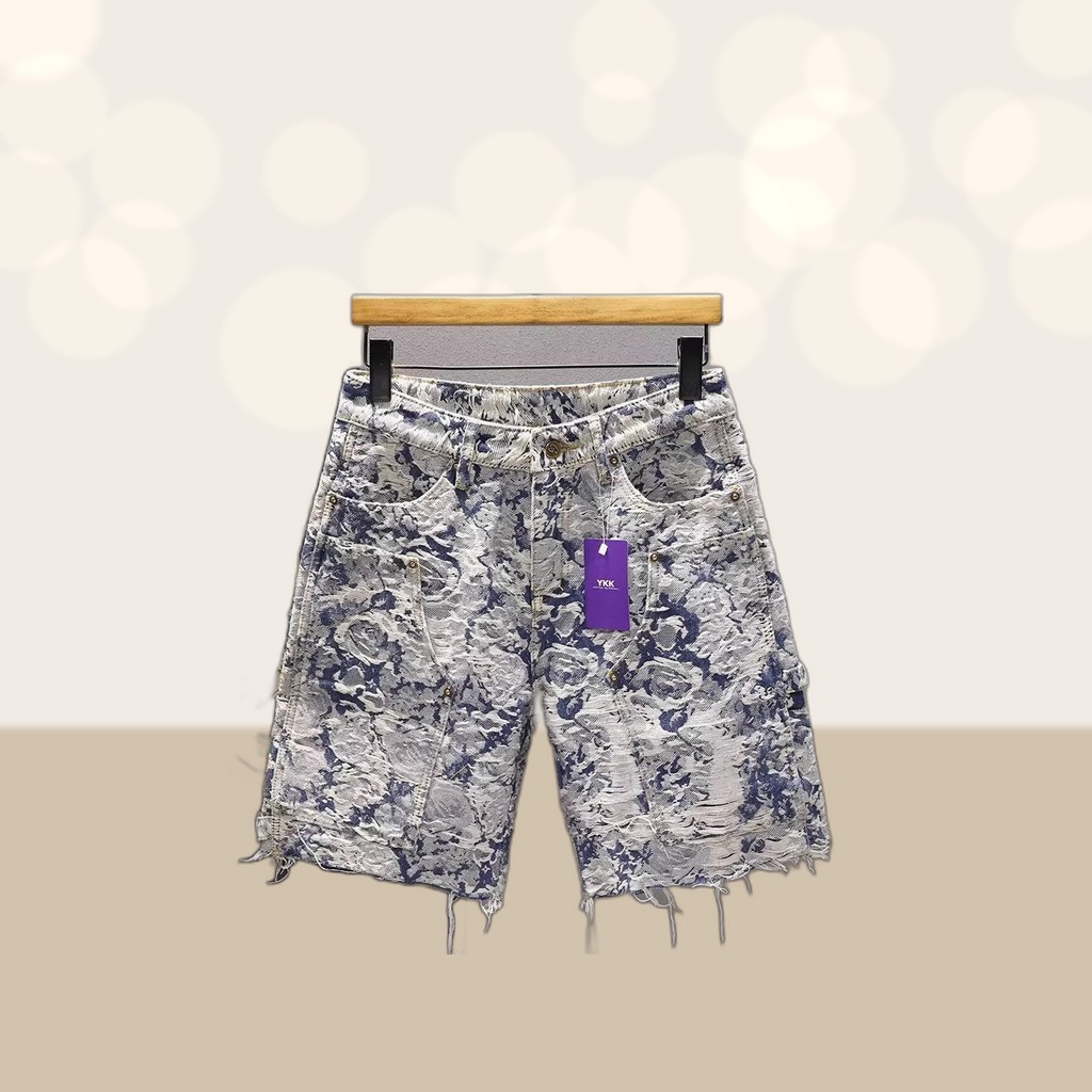 Versatile Loose-fit Jacquard Capri Pants Casual Trousers