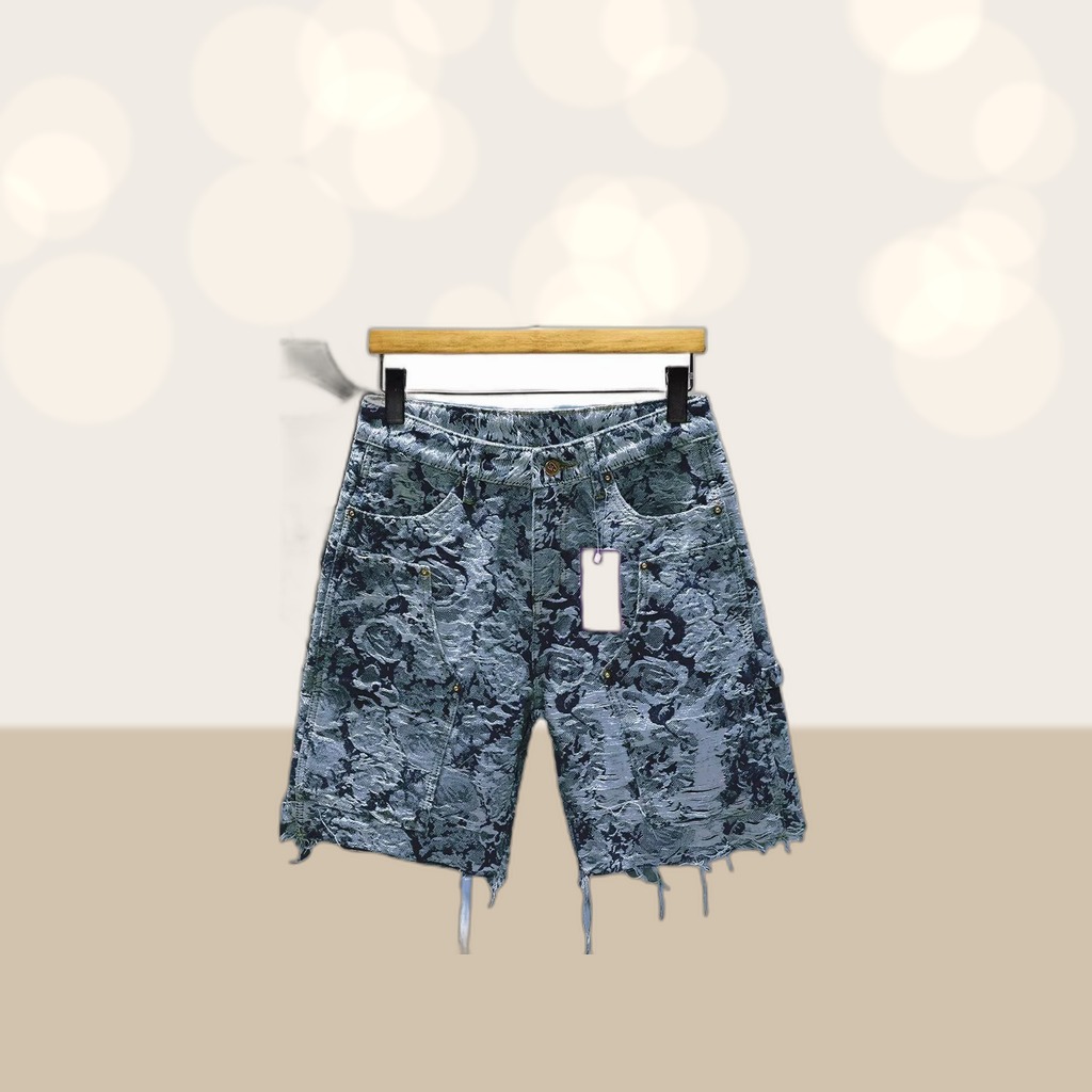 Versatile Loose-fit Jacquard Capri Pants Casual Trousers
