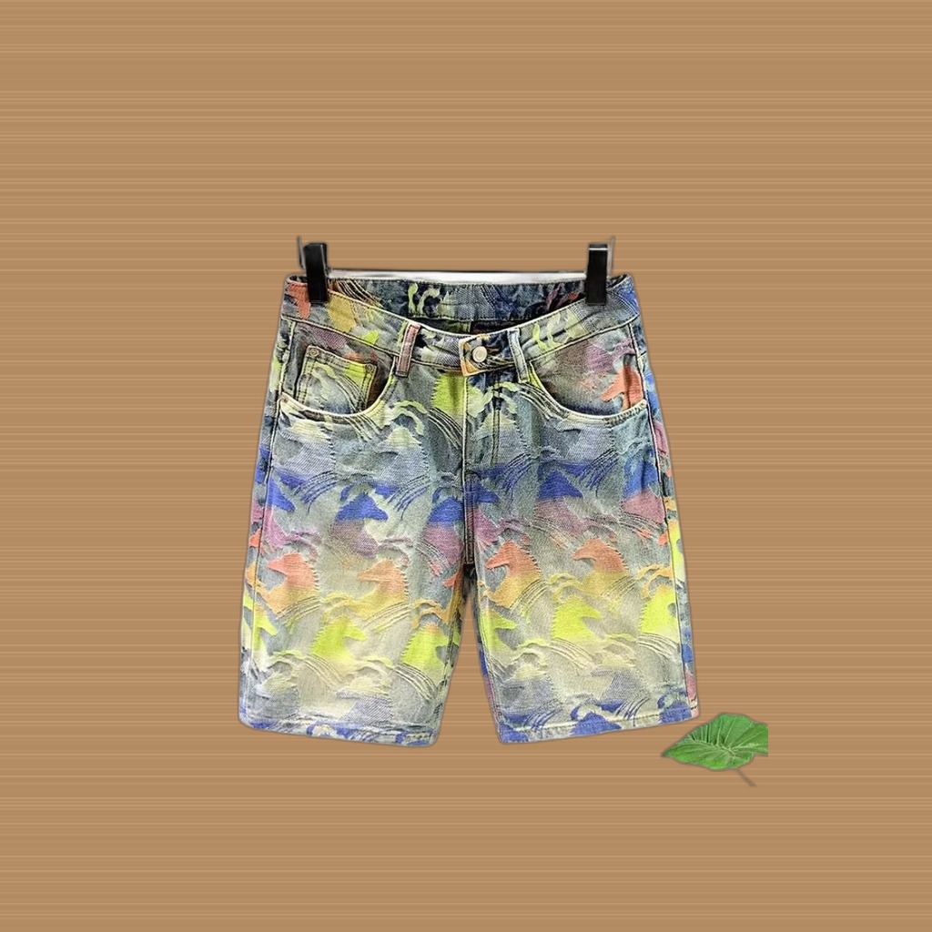 Versatile Loose-fit Jacquard Capri Pants Casual Trousers