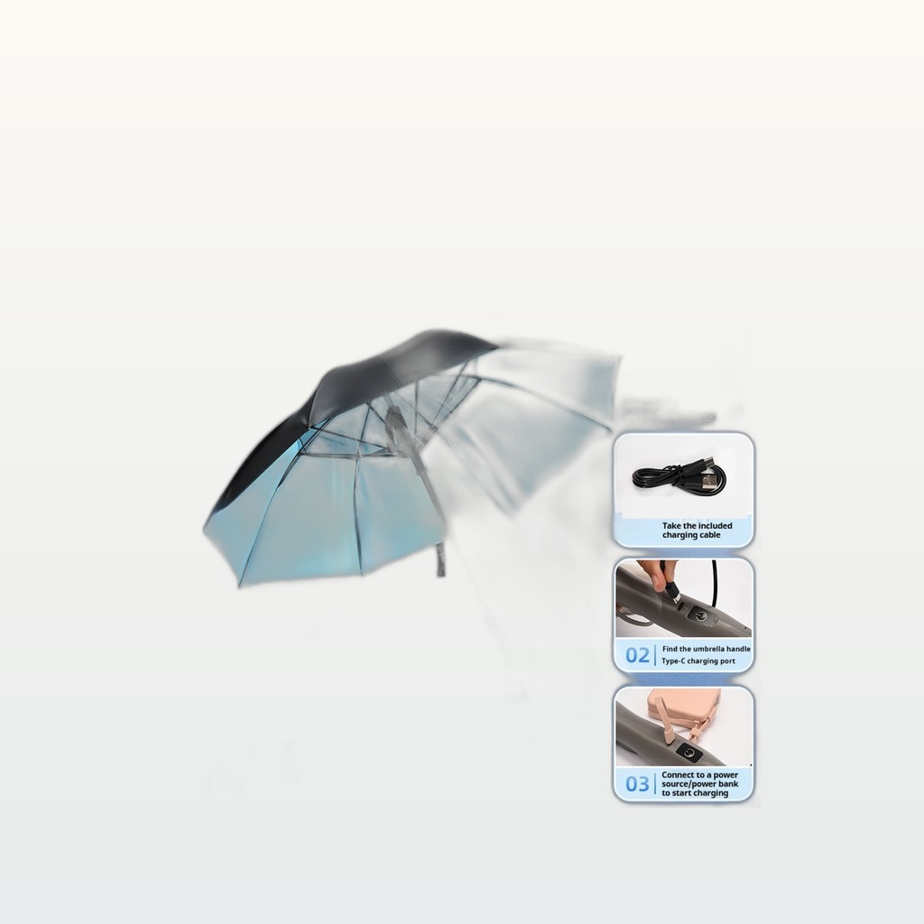Summer Fan-equipped Umbrella With Spray Cooling