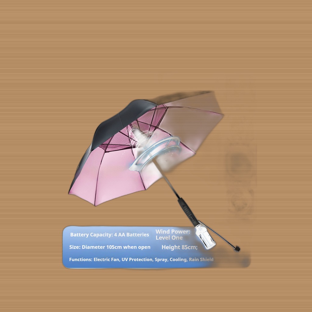 Summer Fan-equipped Umbrella With Spray Cooling