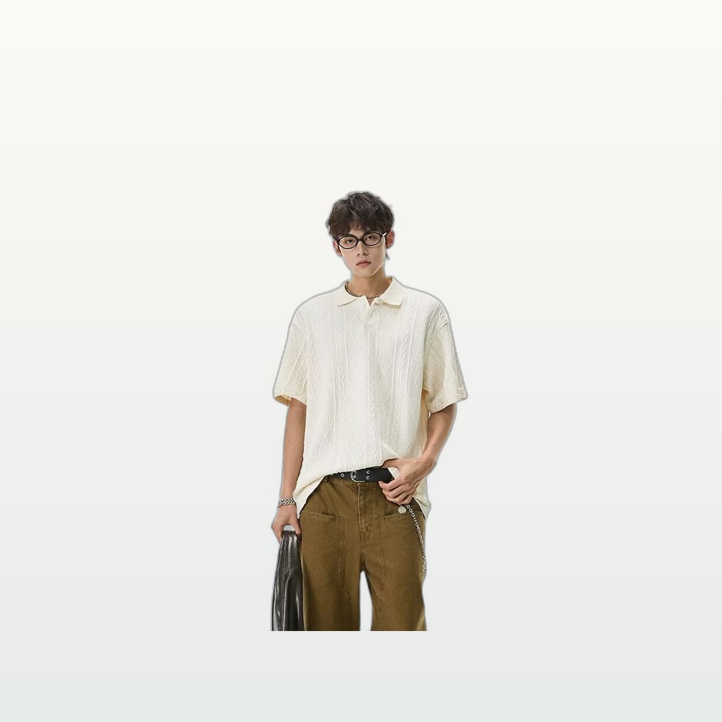 Mens Lapel Short-sleeve Polo Shirt Top