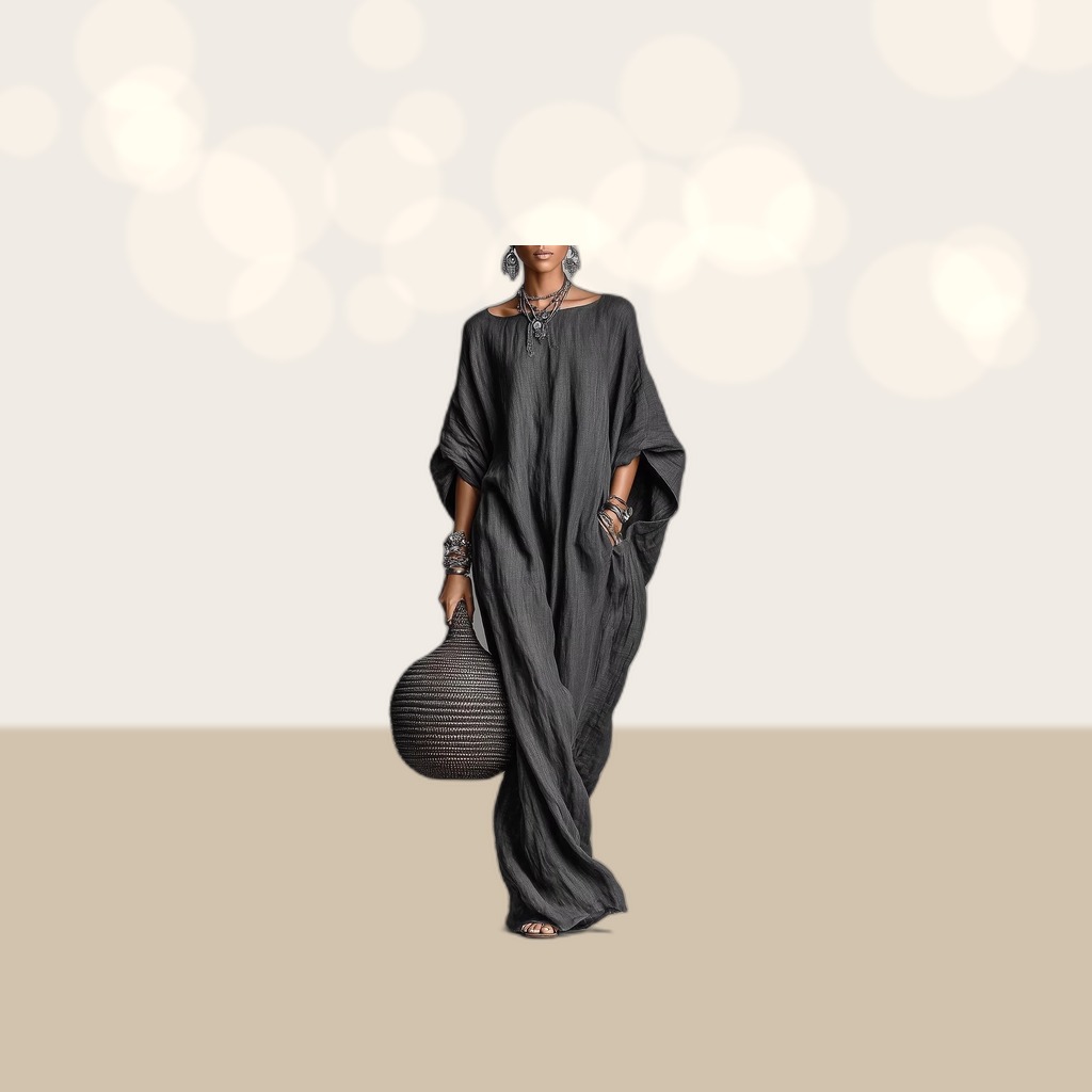 Womens Long-sleeved Off-shoulder Maxi Casual Dress