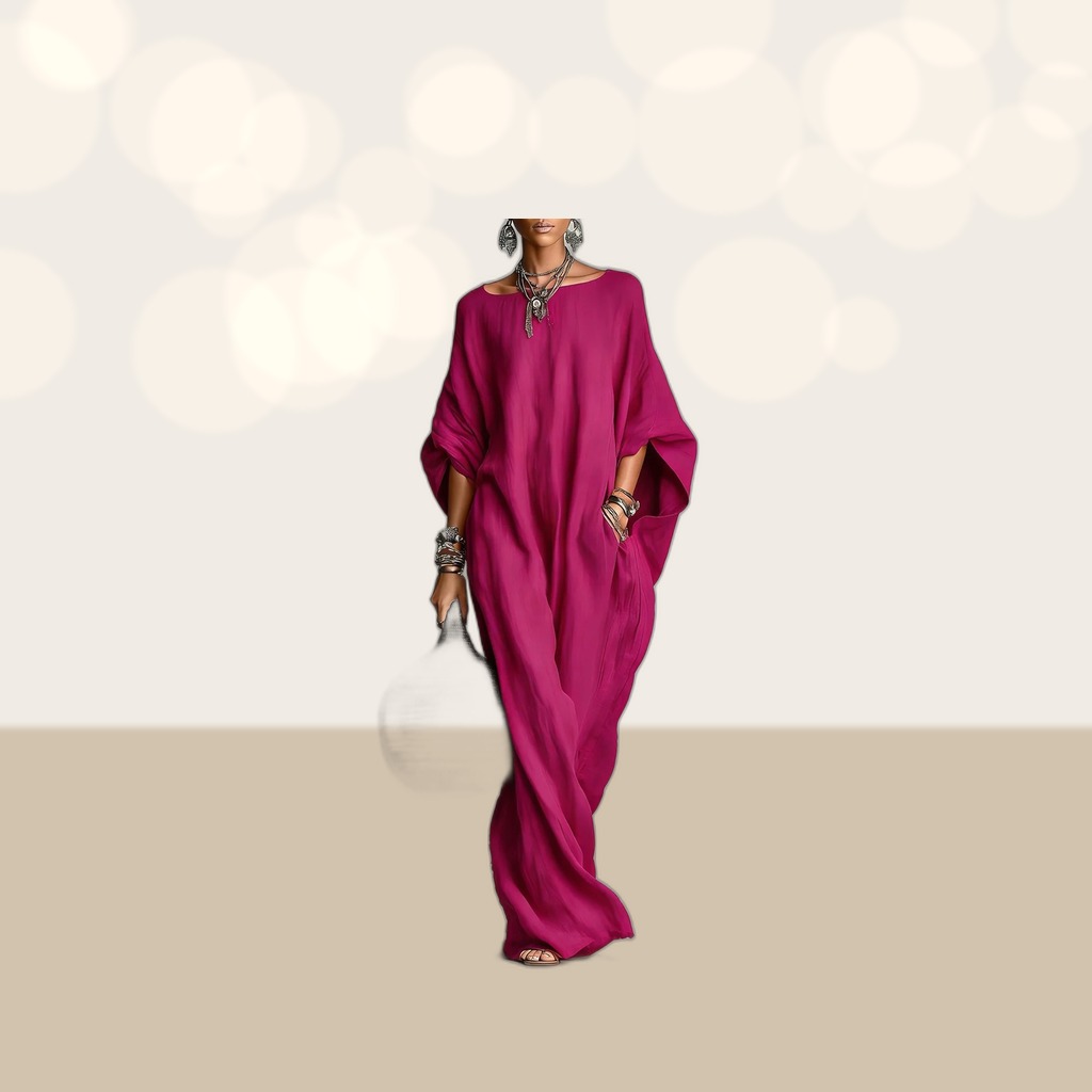 Womens Long-sleeved Off-shoulder Maxi Casual Dress