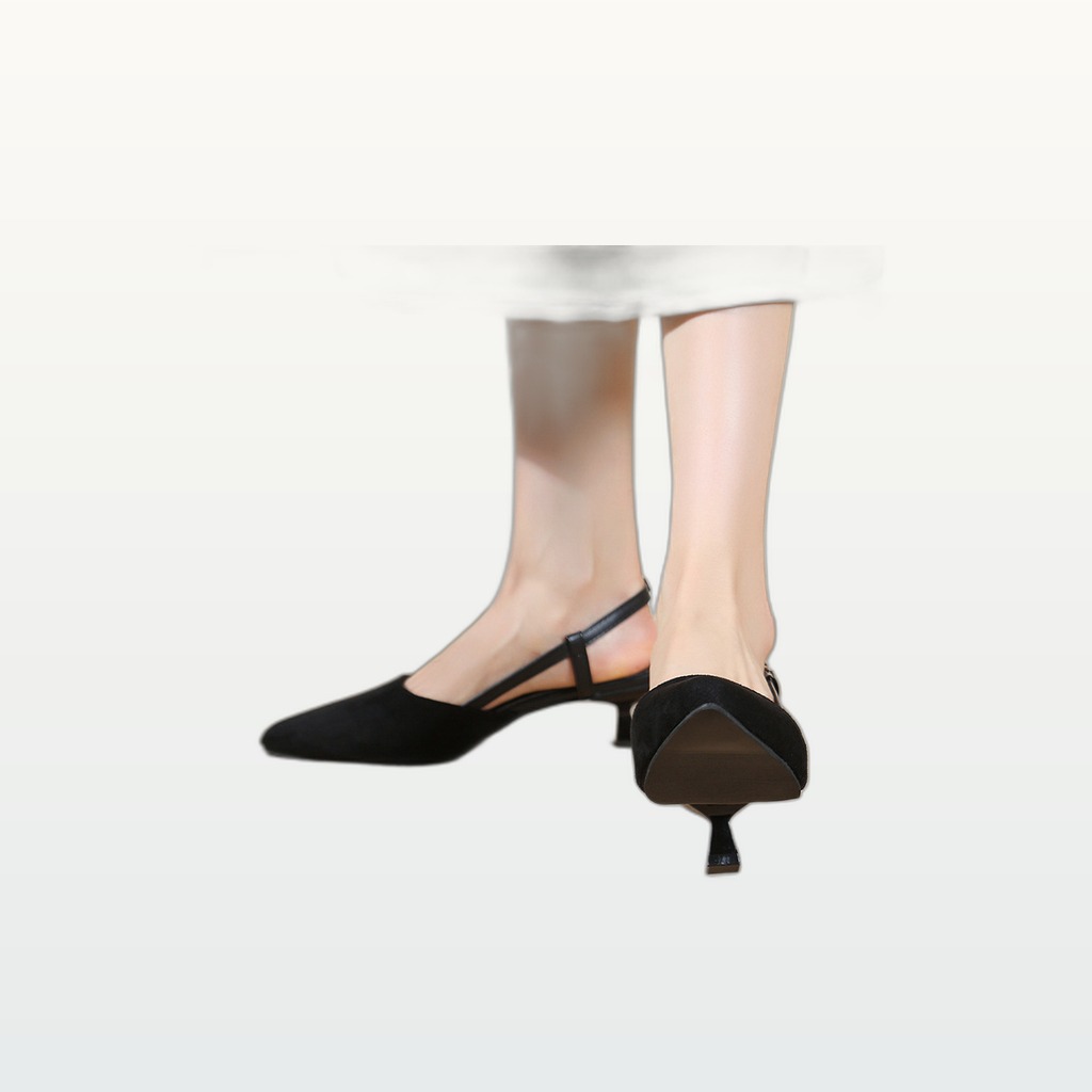 Pointed-toe Stiletto Pumps Low-heeled Closed-toe Vintage Style