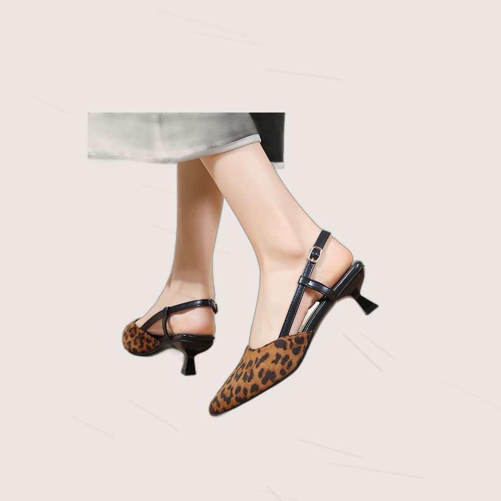 Pointed-toe Stiletto Pumps Low-heeled Closed-toe Vintage Style