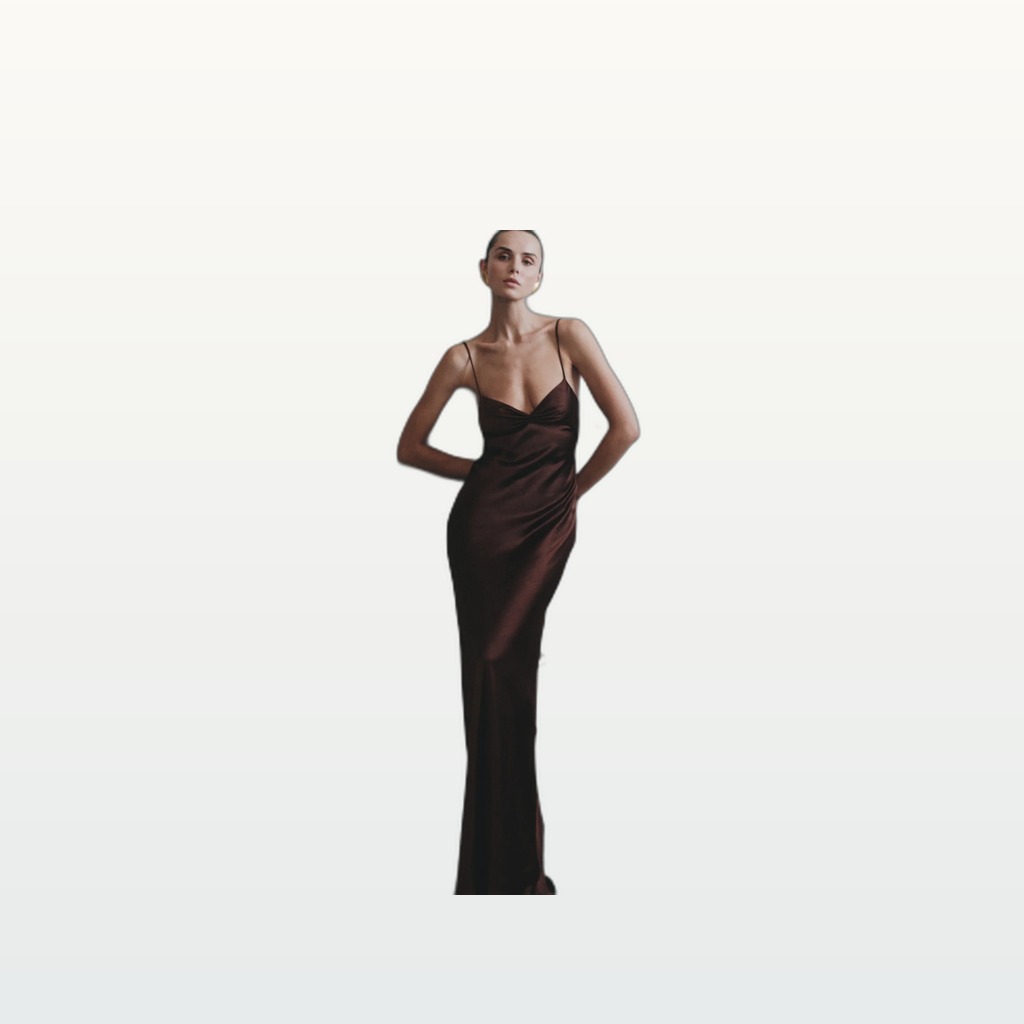 Solid-color High-stretch Satin Slip Dress With A Hidden Zipper
