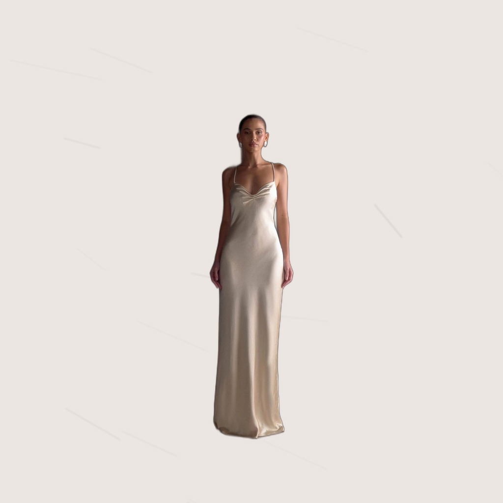 Solid-color High-stretch Satin Slip Dress With A Hidden Zipper