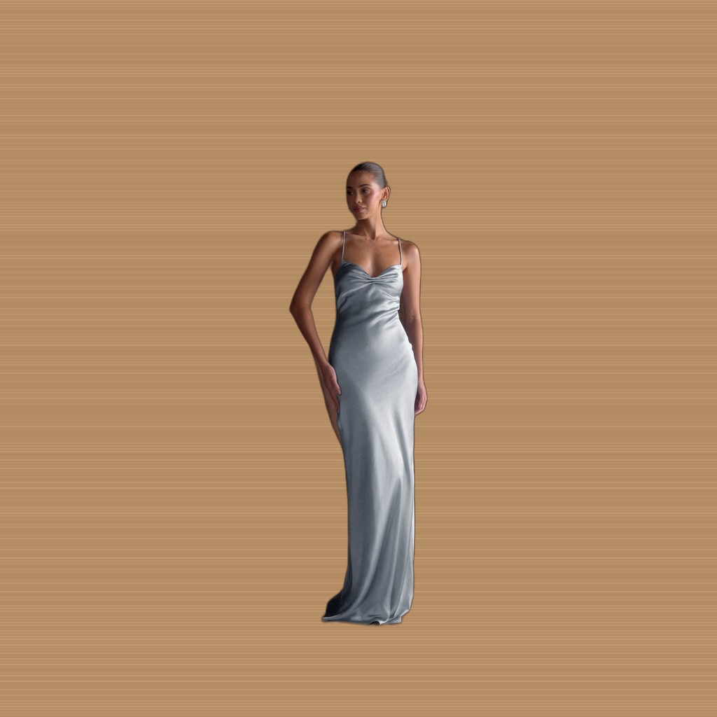 Solid-color High-stretch Satin Slip Dress With A Hidden Zipper