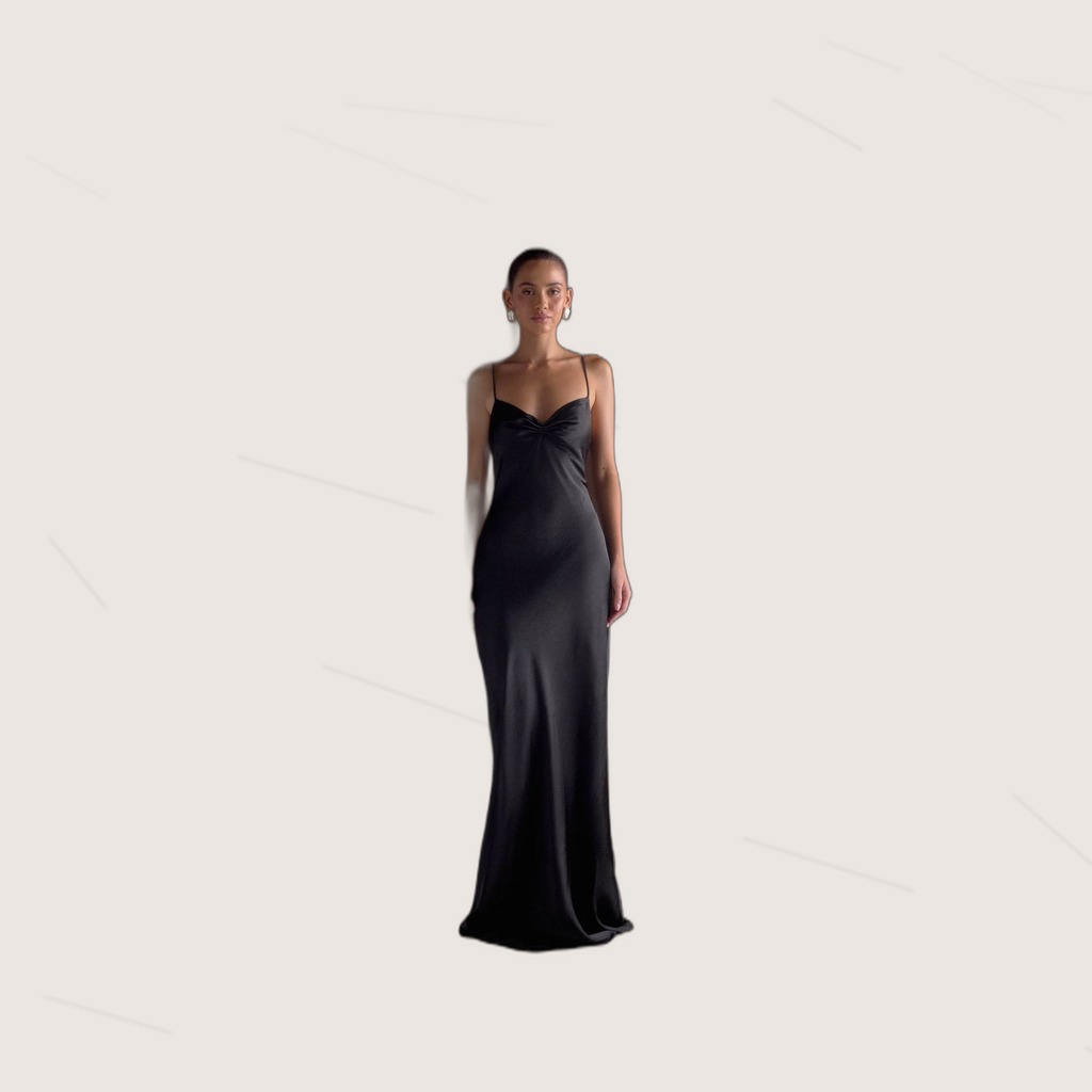 Solid-color High-stretch Satin Slip Dress With A Hidden Zipper
