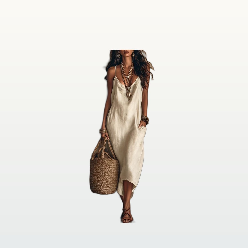 Solid-color European-American-style Elegant Vacation Dress