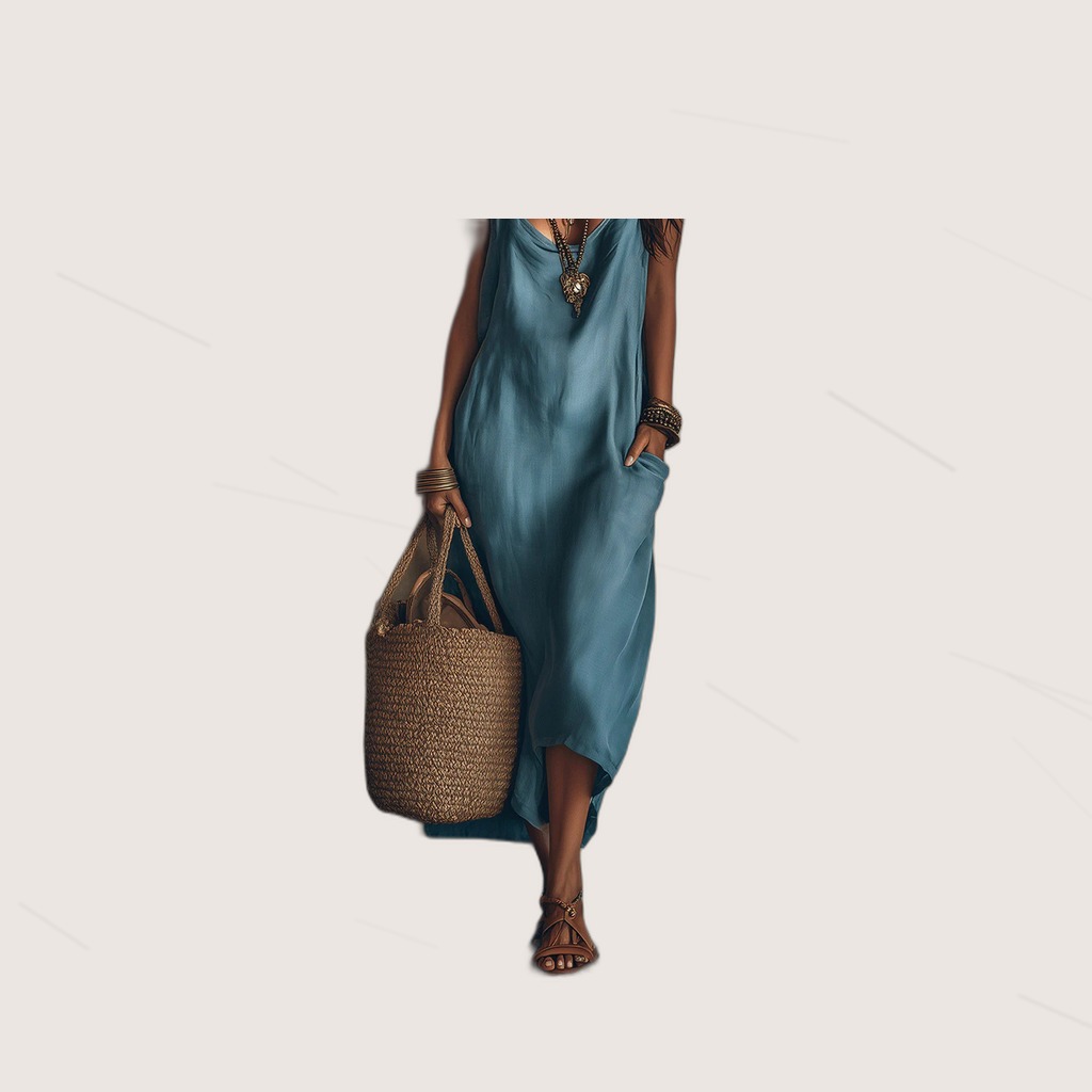 Solid-color European-American-style Elegant Vacation Dress