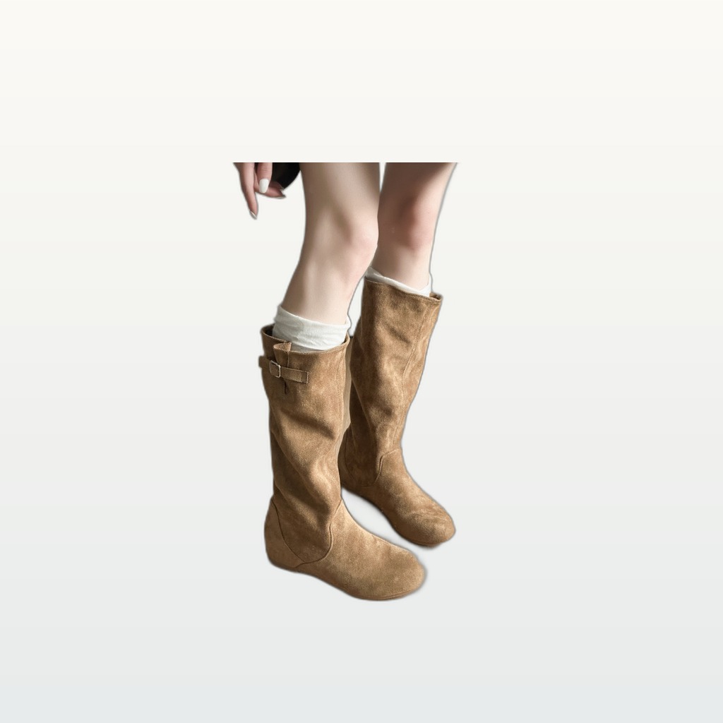 Khaki Suede Pointed Boots