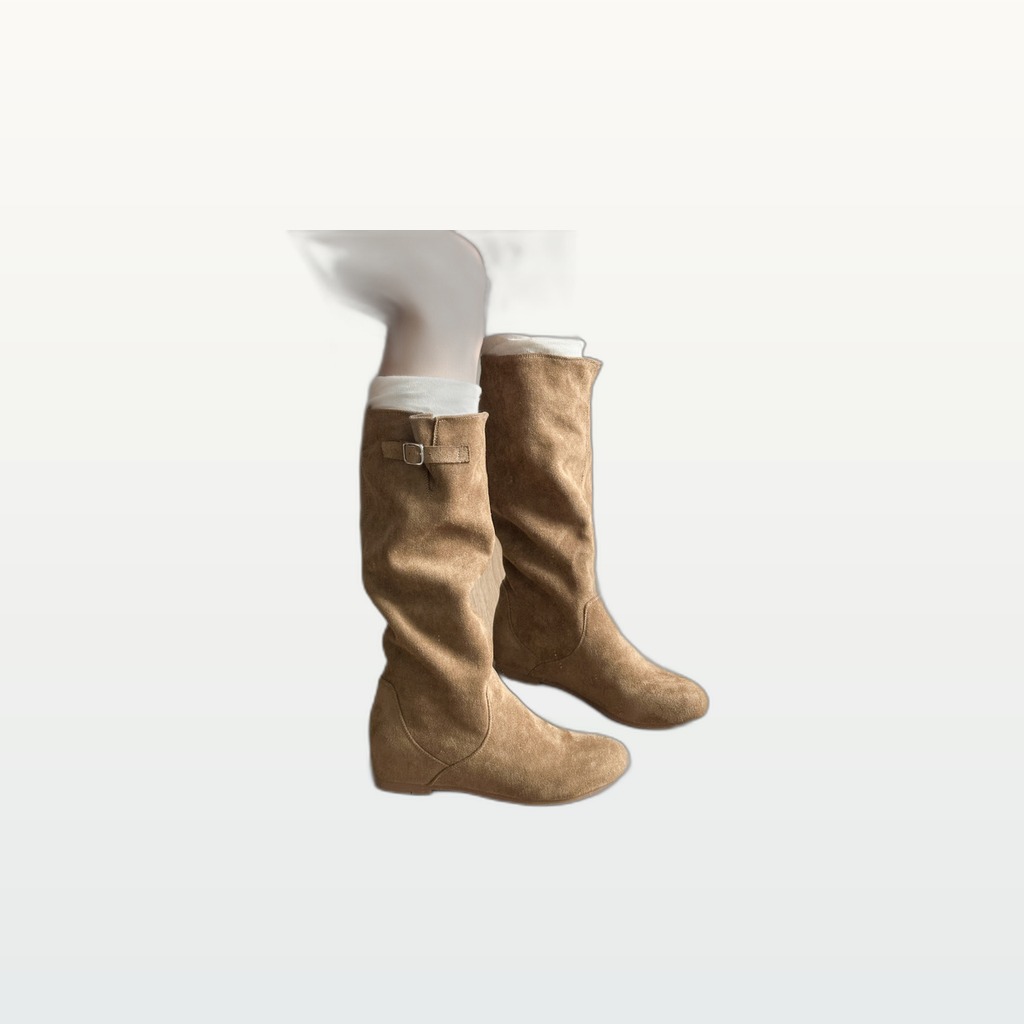 Khaki Suede Pointed Boots