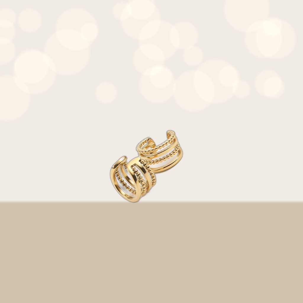 Gold-plated Beaded Multi-layer Conch Earrings