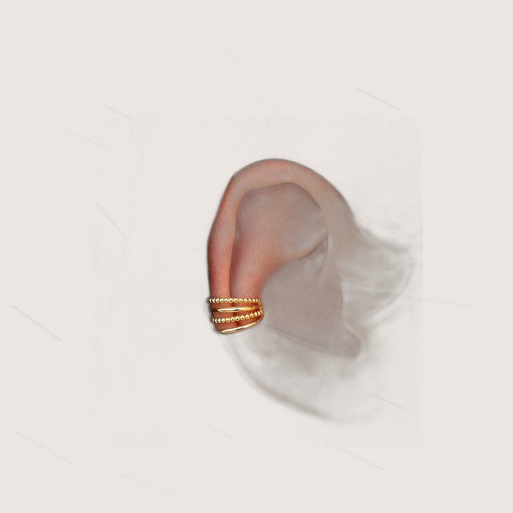 Gold-plated Beaded Multi-layer Conch Earrings