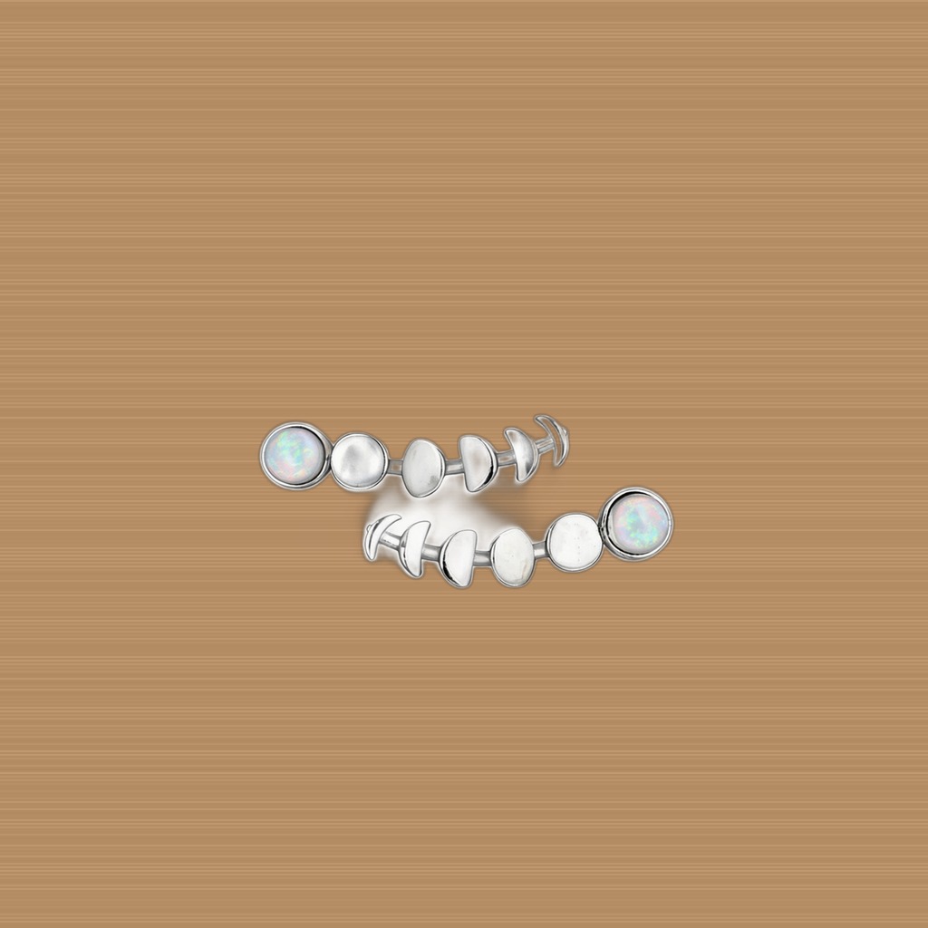 Platinum Stud Earrings With A Classic Opal Bezel Setting