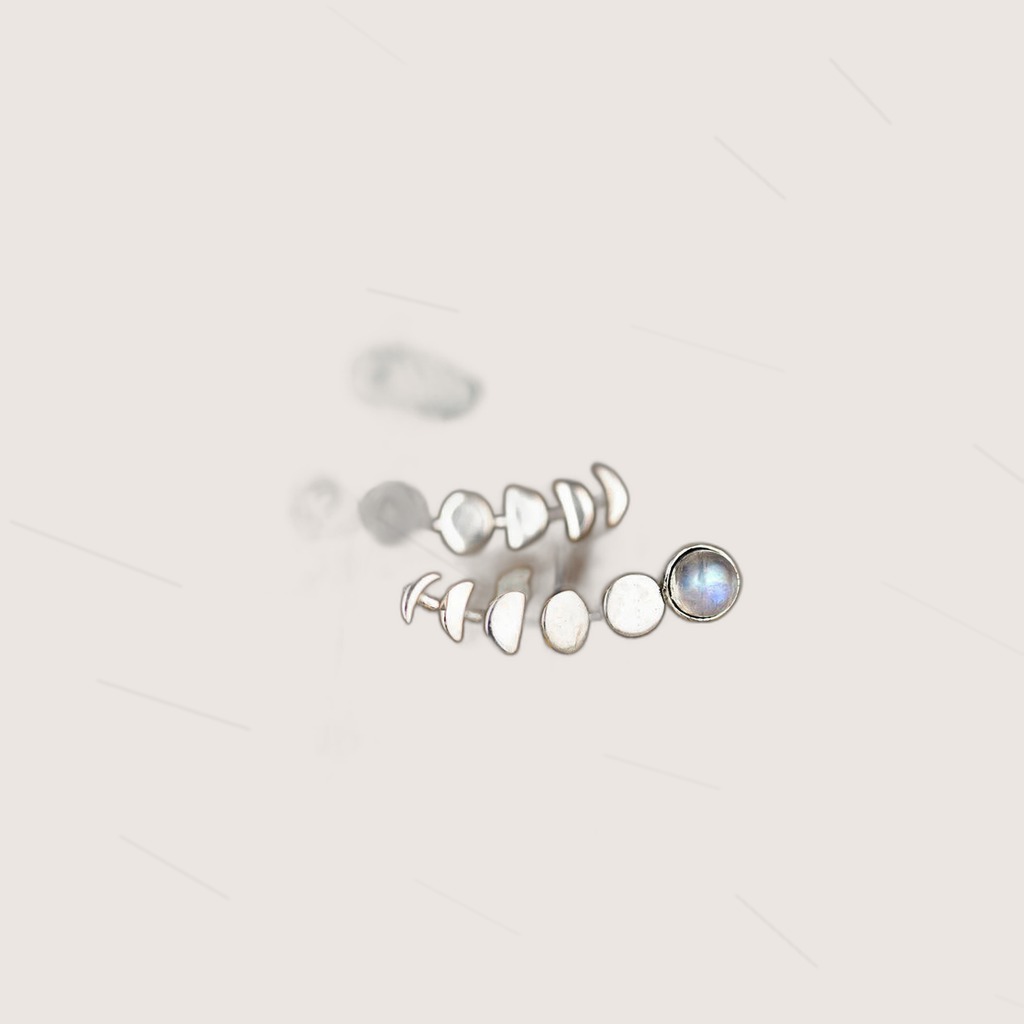 Platinum Stud Earrings With A Classic Opal Bezel Setting