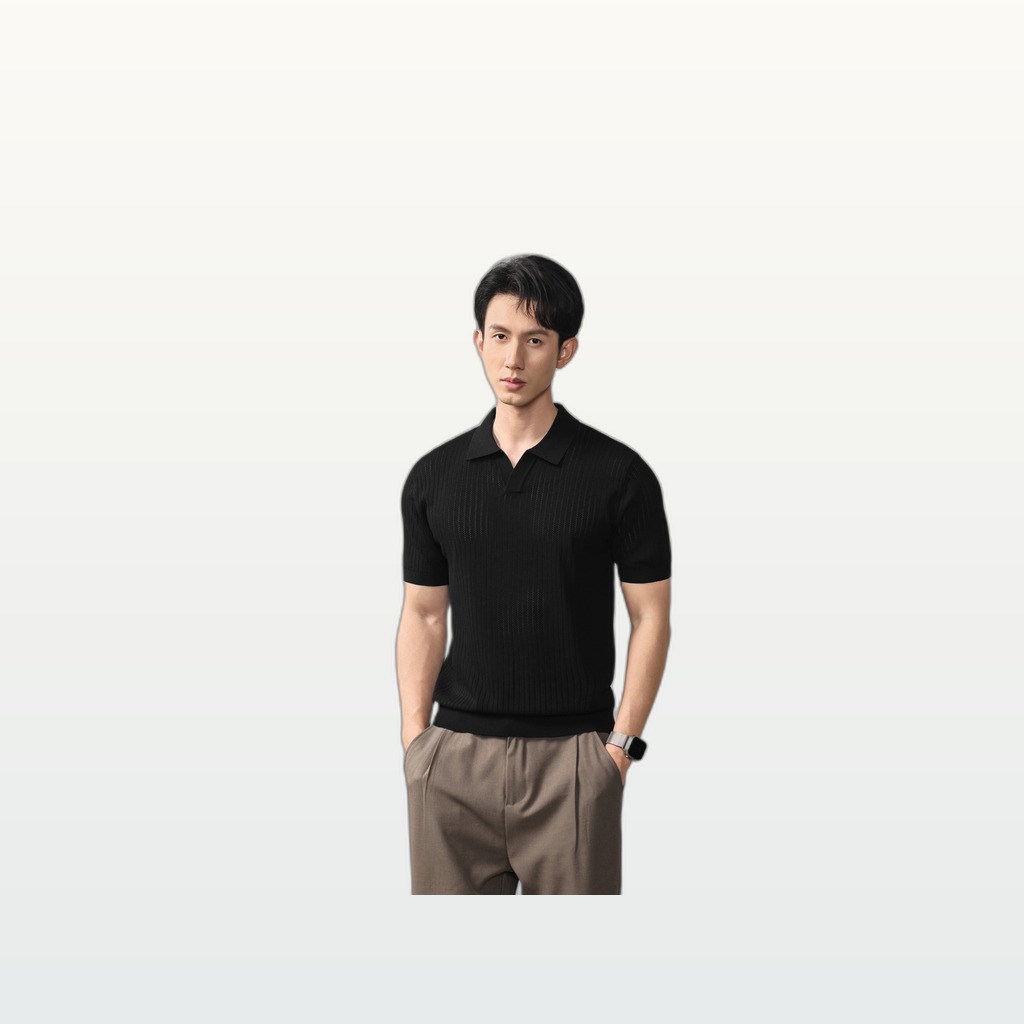 Old-money-style POLO Knit Sweater With Ribbed Texture Casual