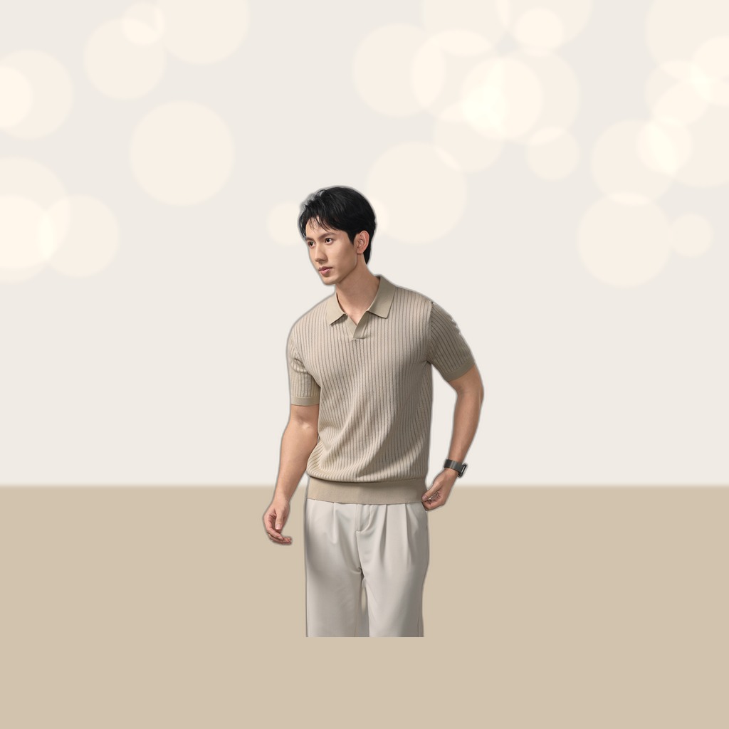 Old-money-style POLO Knit Sweater With Ribbed Texture Casual