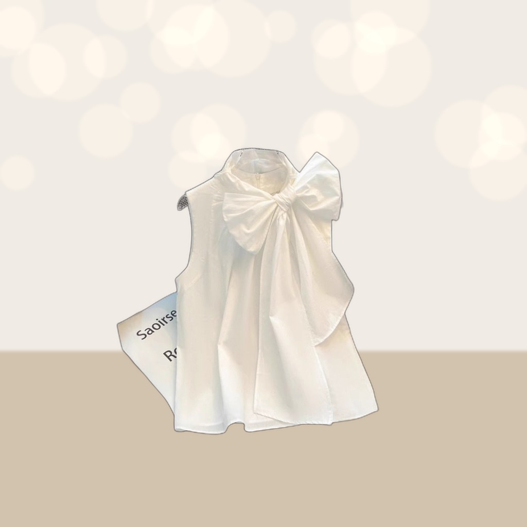 Bow-knot Sleeveless Loose-fitting Tummy-covering Vest