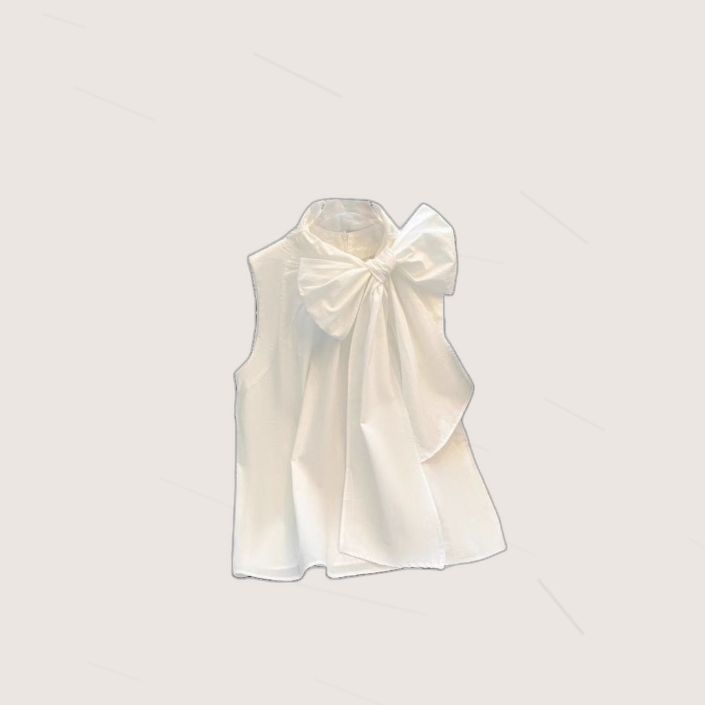 Bow-knot Sleeveless Loose-fitting Tummy-covering Vest
