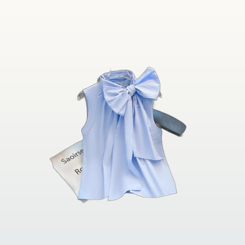Bow-knot Sleeveless Loose-fitting Tummy-covering Vest