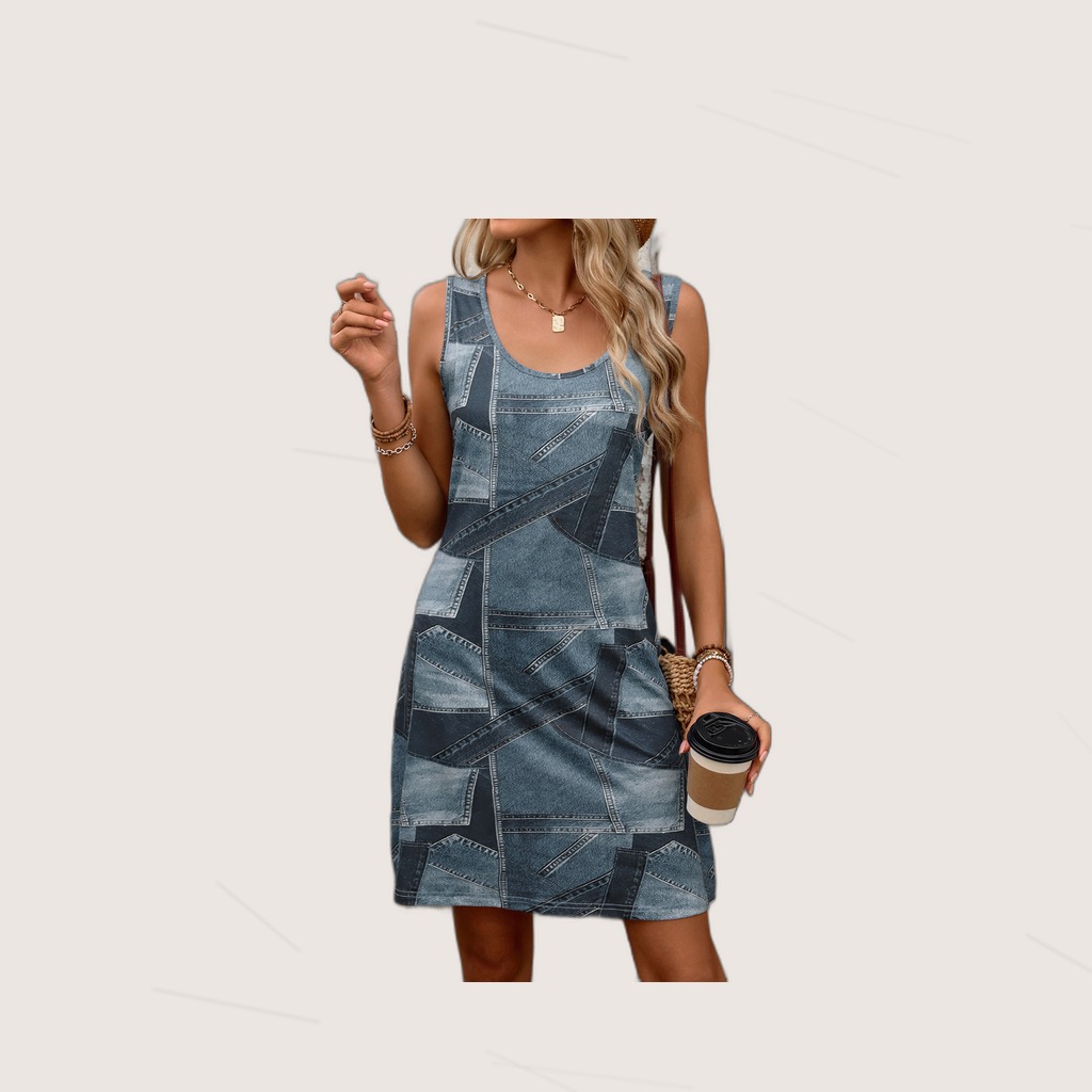Denim Printed Womens Dress