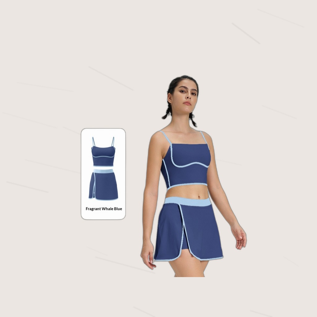 Padded Yoga And Fitness Tank Top With A Short Skirt