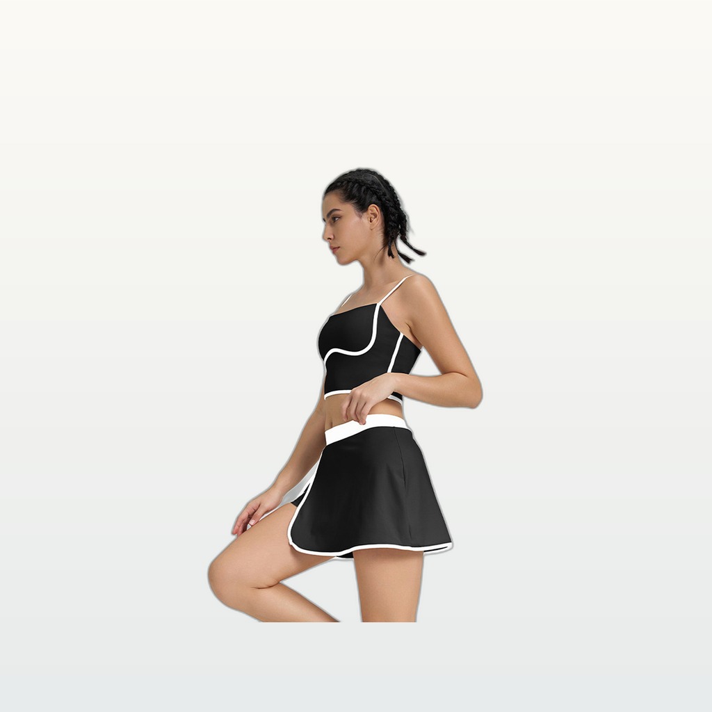 Padded Yoga And Fitness Tank Top With A Short Skirt