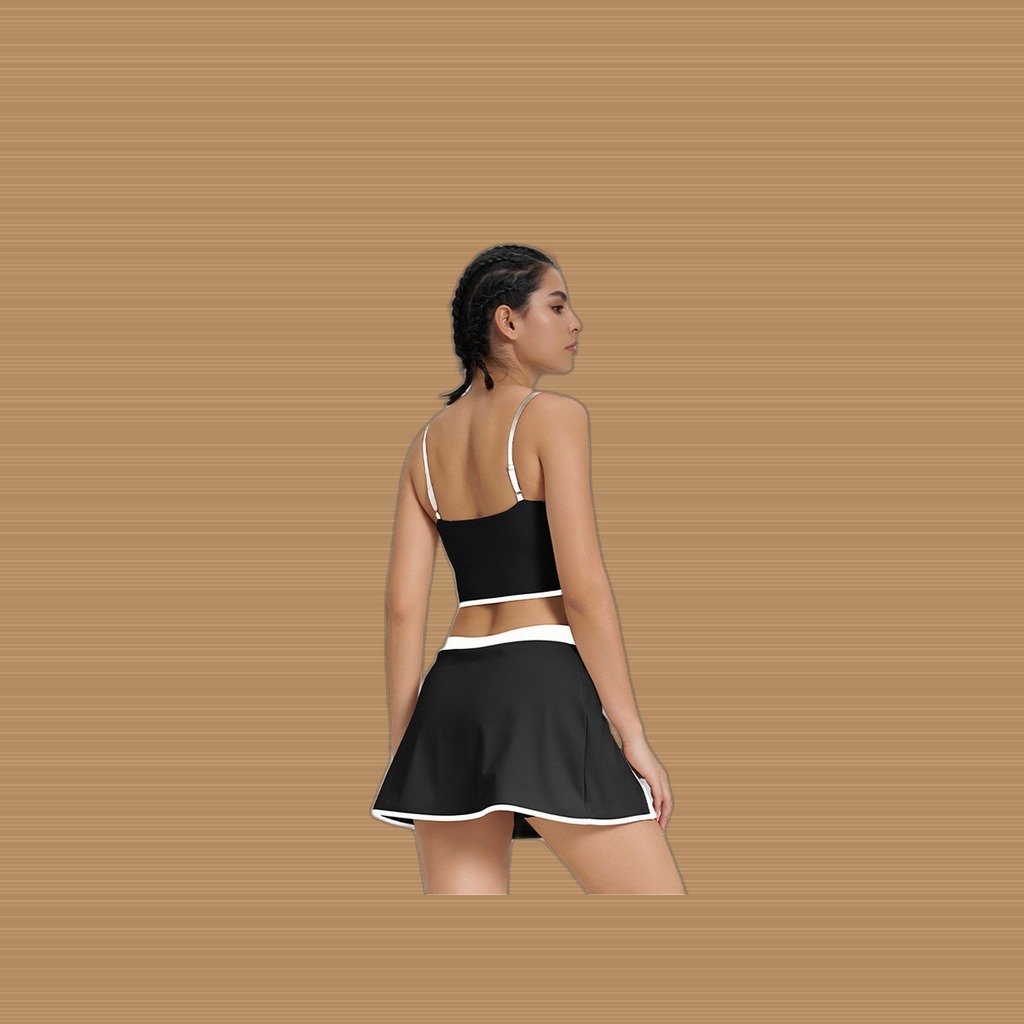 Padded Yoga And Fitness Tank Top With A Short Skirt