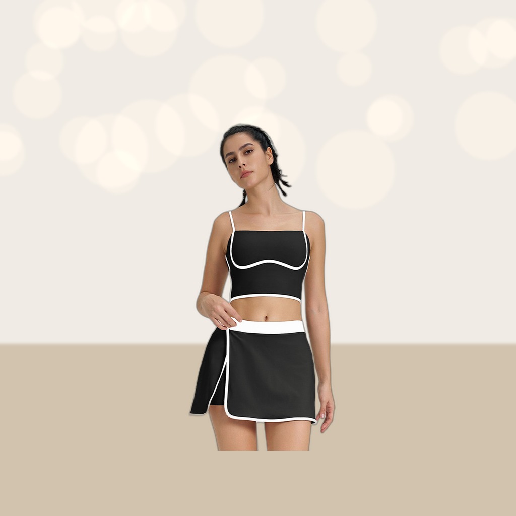 Padded Yoga And Fitness Tank Top With A Short Skirt