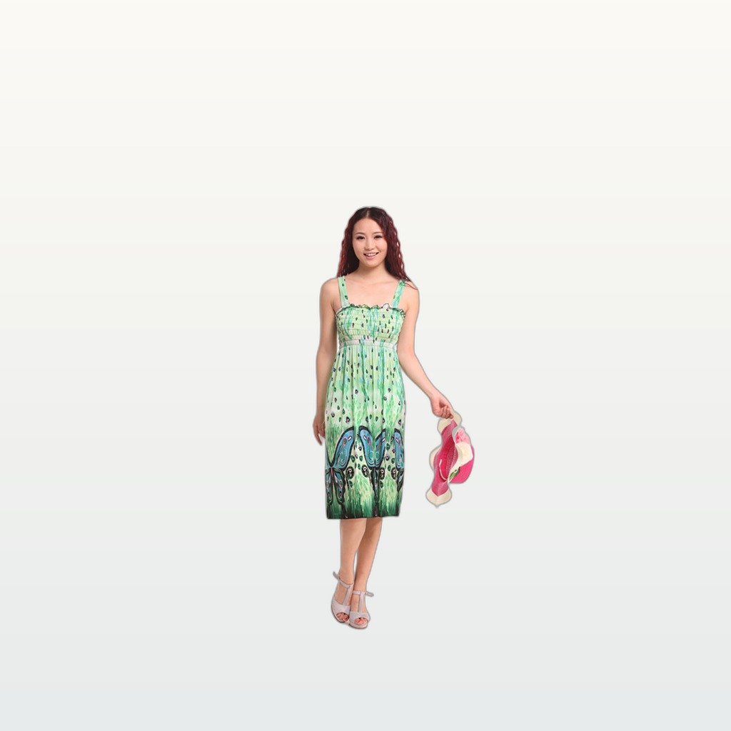 Casual Bohemian Dress With A Butterfly Pattern
