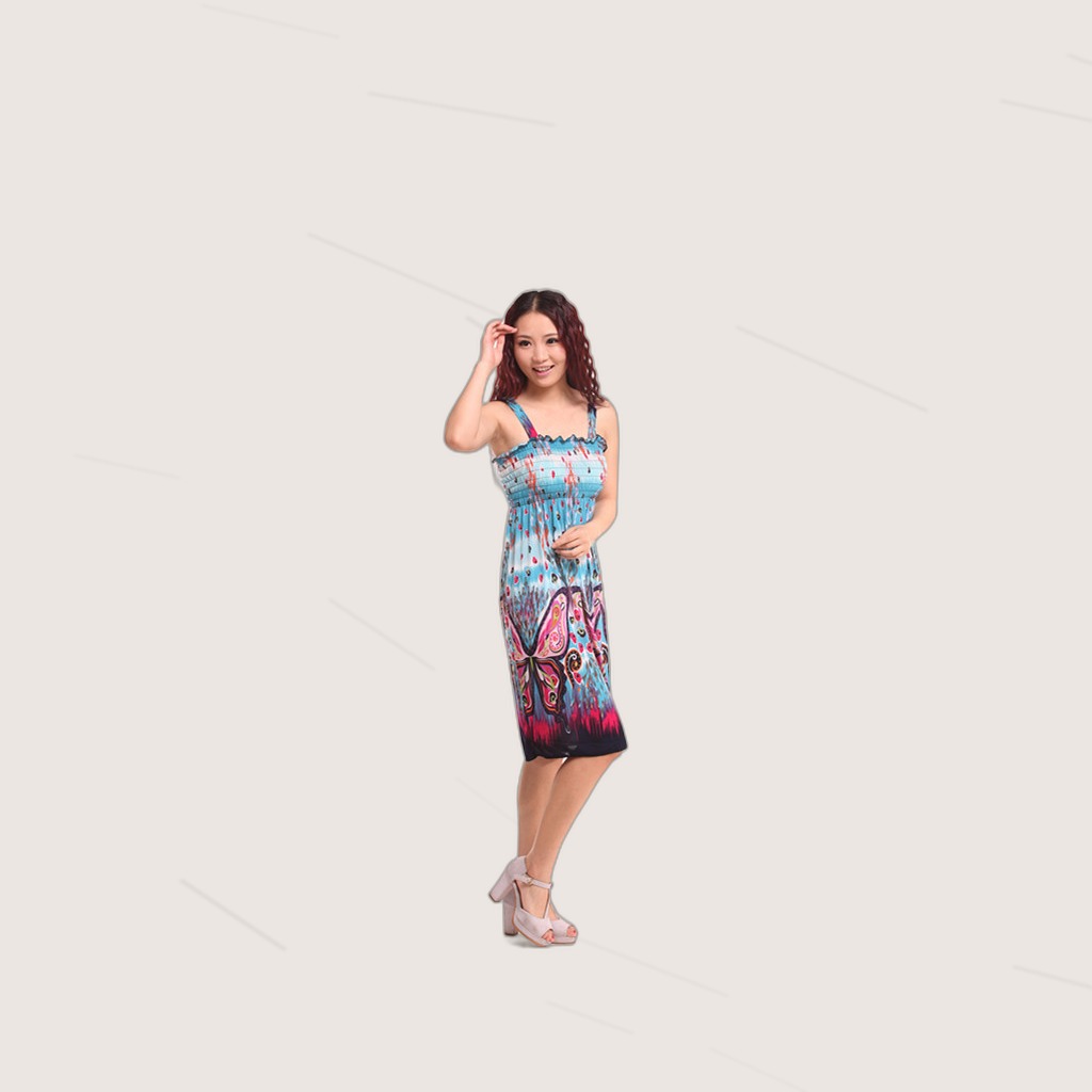 Casual Bohemian Dress With A Butterfly Pattern