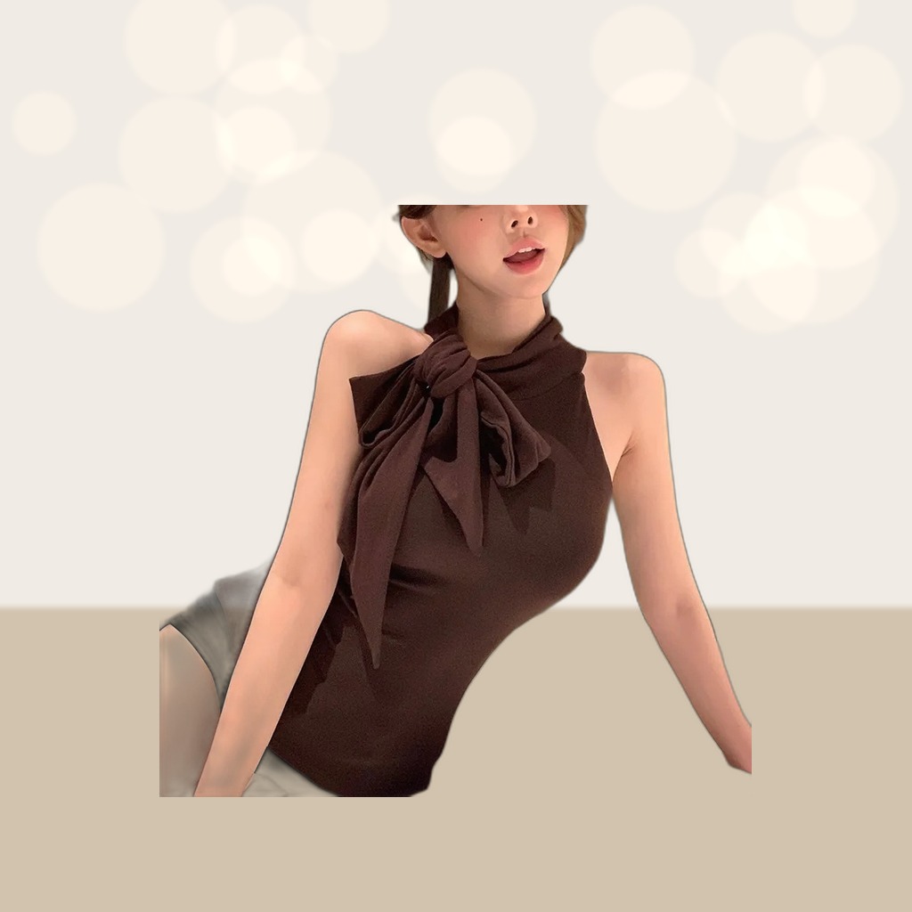Gentle-style Bow-tie Strap Sleeveless Slimming Vest