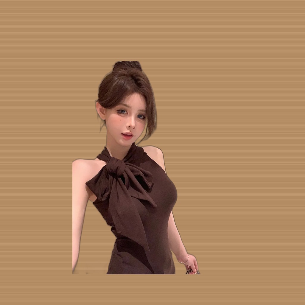 Gentle-style Bow-tie Strap Sleeveless Slimming Vest