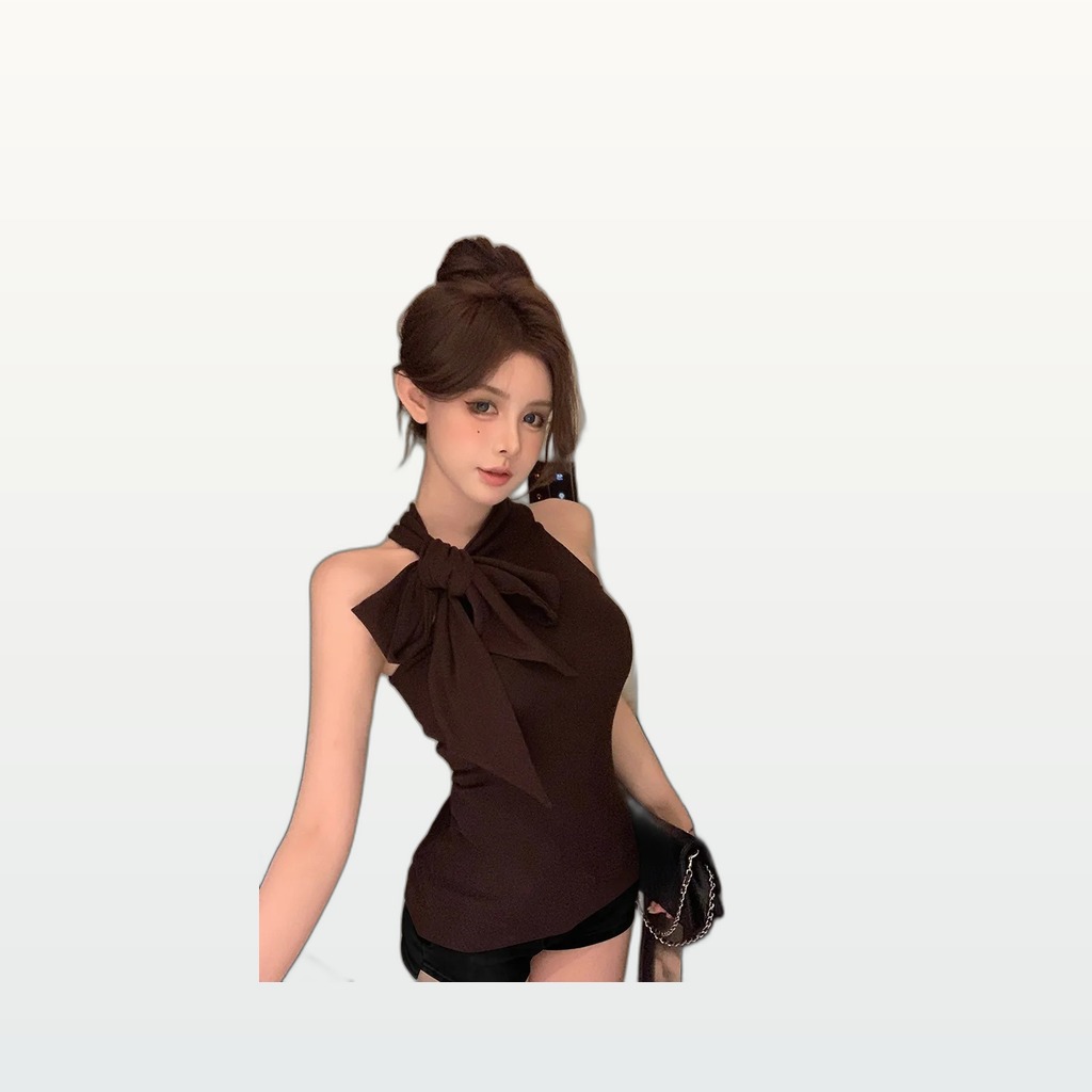 Gentle-style Bow-tie Strap Sleeveless Slimming Vest