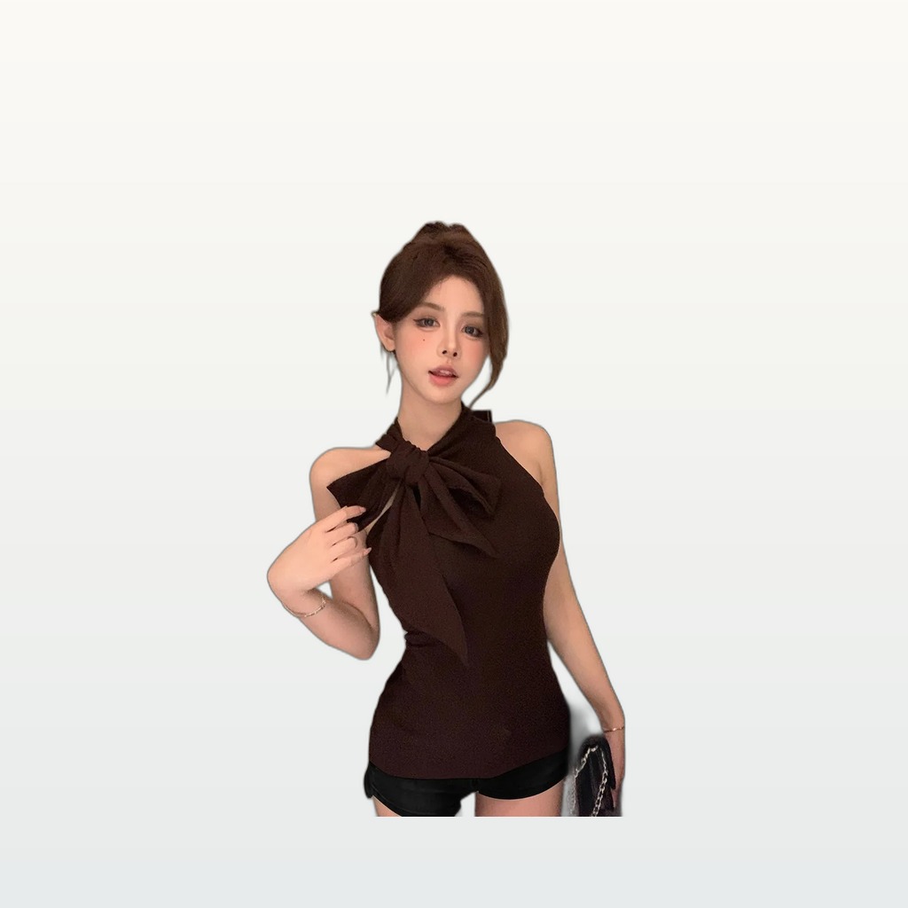 Gentle-style Bow-tie Strap Sleeveless Slimming Vest