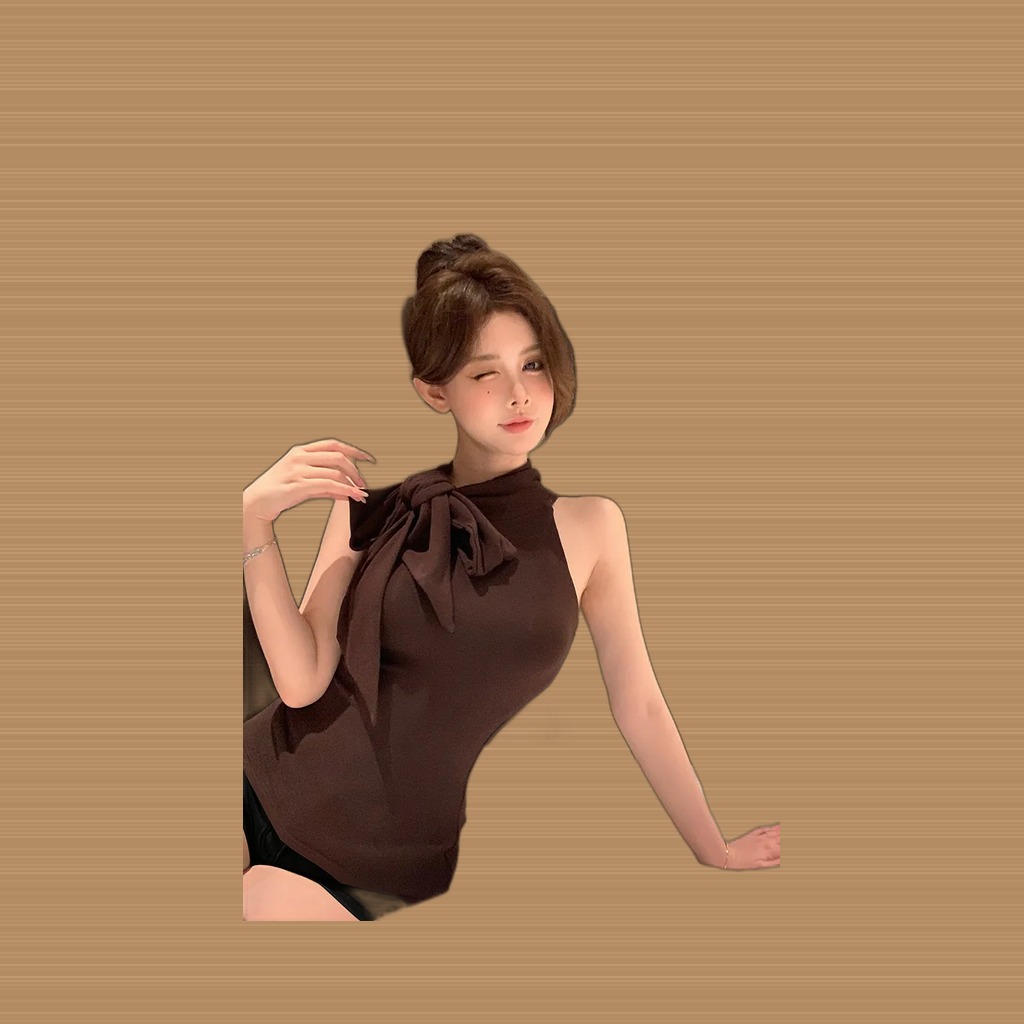 Gentle-style Bow-tie Strap Sleeveless Slimming Vest
