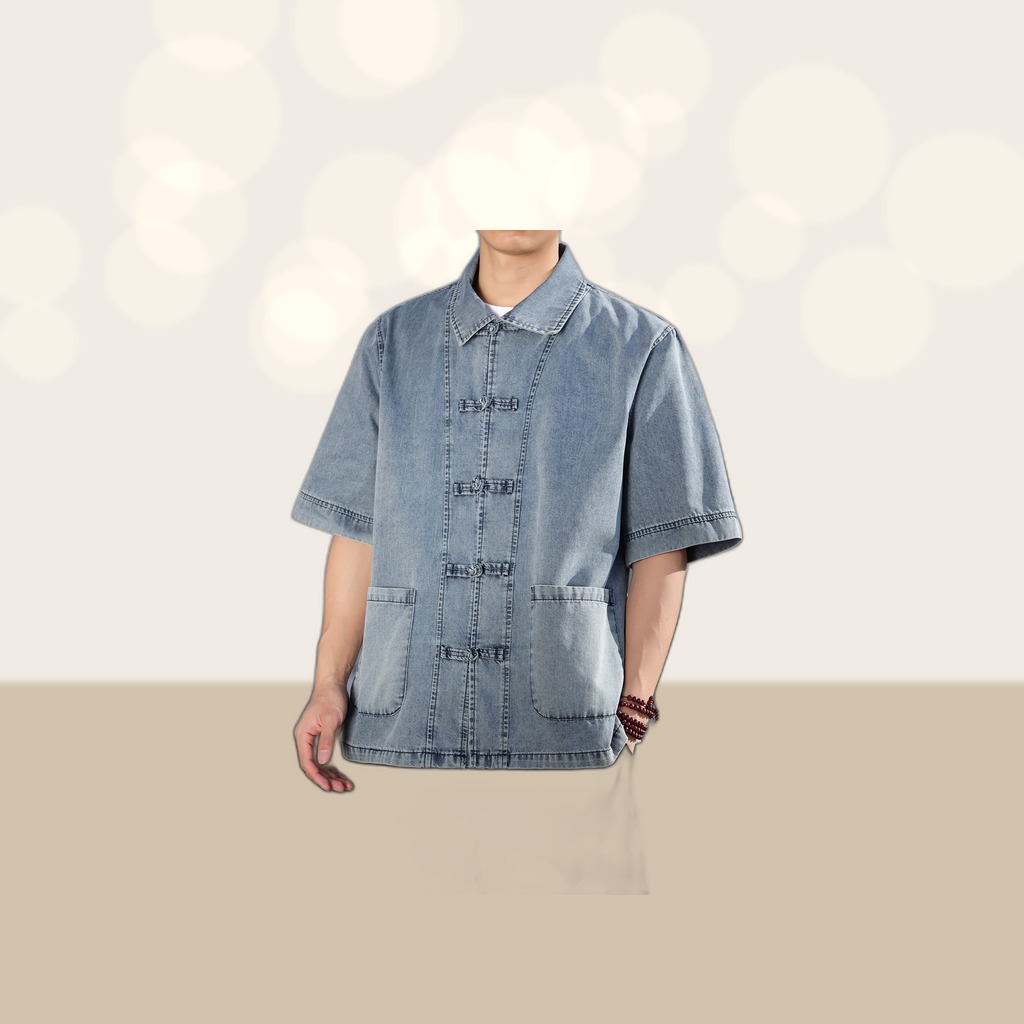 Chinese-style Mens Casual Loose-fit Large-size Vintage Fashion