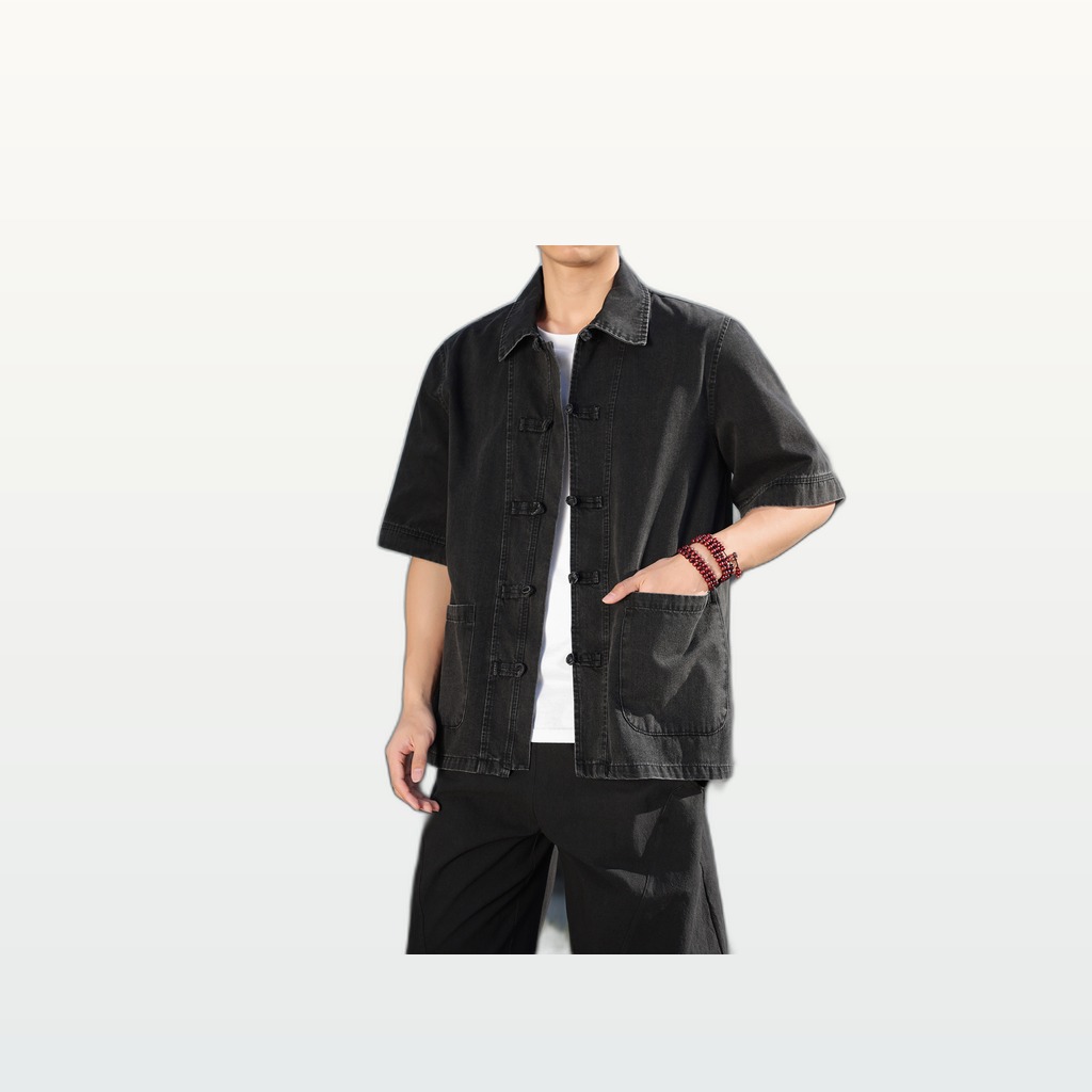 Chinese-style Mens Casual Loose-fit Large-size Vintage Fashion