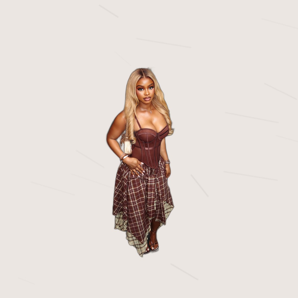 Elegant Vintage Plaid Asymmetrical High-waisted